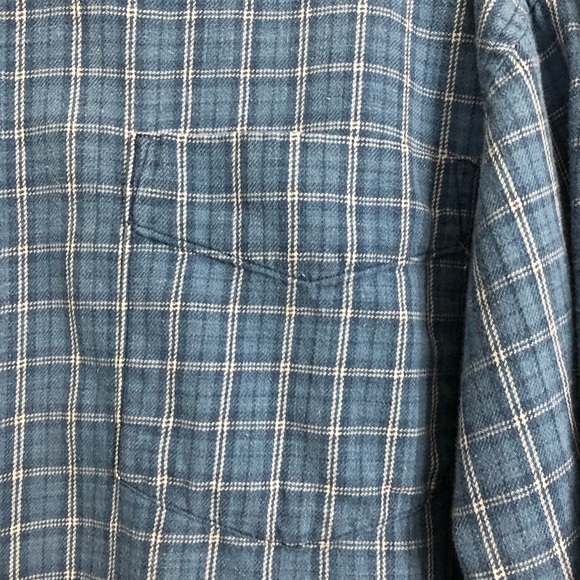 Vintage 90s Gap Flannel Shirt Mens L Blue Plaid L/S Cotton Button Down - Picture 3 of 7